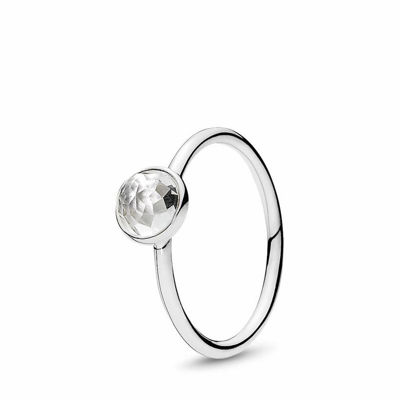 Pandora April Droplet Ring - Sterling Silver/Rock Crystal - Canada | BJ4124KB